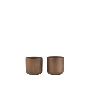 FLOWERPOT GEN CERAMIC GOLD/COPPER EXTRA SMALL ASSORTMENT OF 2