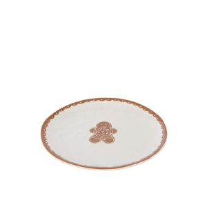 PLATE COOKIE ROUND DOLOMITE WHITE/CARAMEL