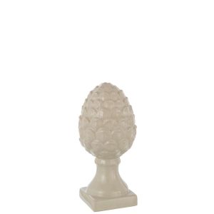 PINECONE ON BASE SHINY PORCELAIN BEIGE MEDIUM