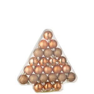 BOX OF 24 CHRISTMAS BAUBLE PLASTIC ORANGE