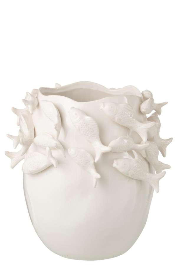VASE FISH CLAY ECRU LARGE