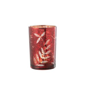HURRICANE LEAVES GLASS RED/ANTIQUE GOLD LARGE