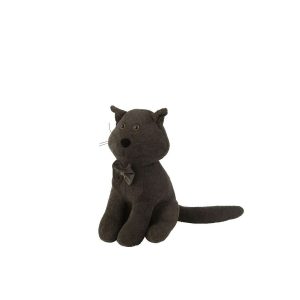 DOOR STOP CAT+BOW TIE BOUCLÉ DARK GREY