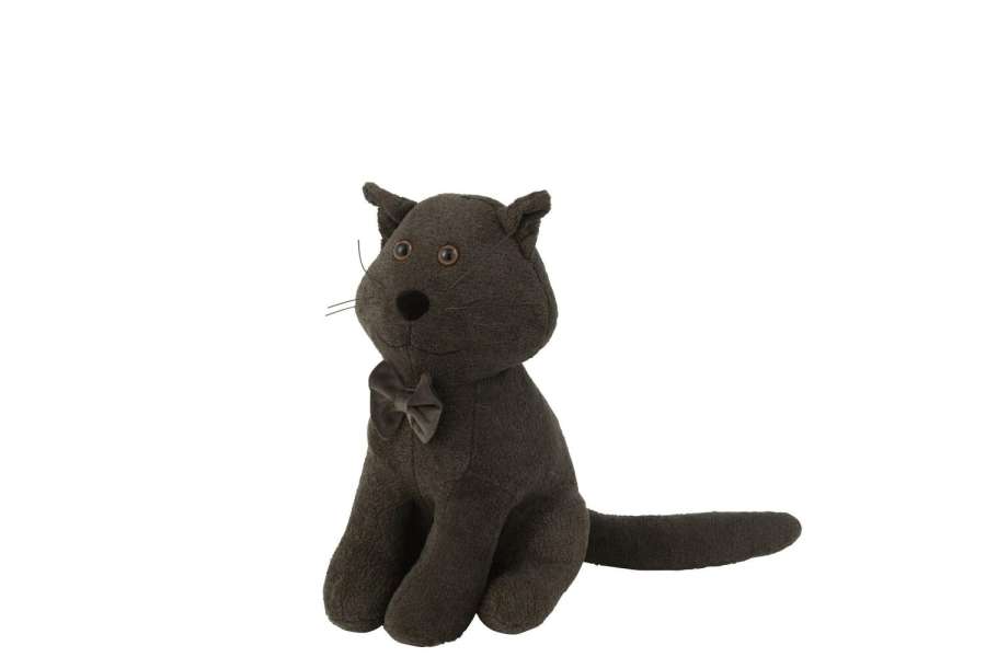 DOOR STOP CAT+BOW TIE BOUCLÉ DARK GREY
