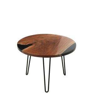 SIDE TABLE ROUND ACACIA WOOD/RESIN NATURAL/BLACK