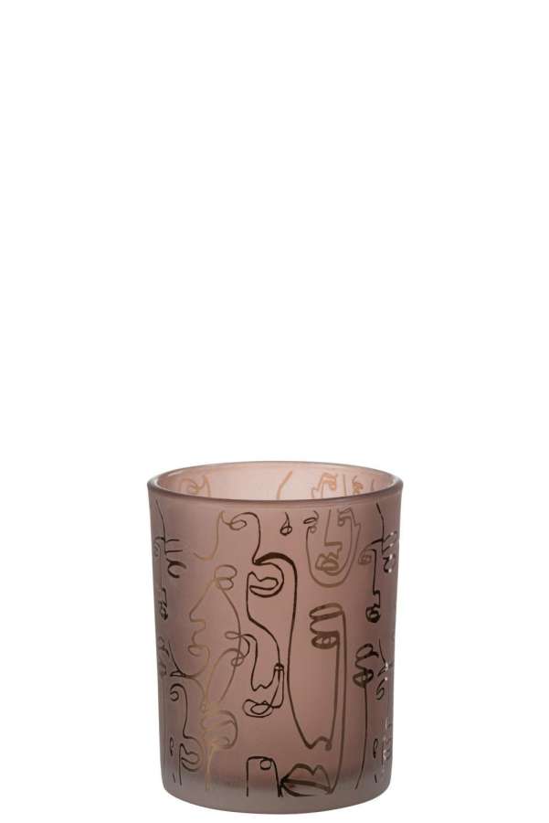 HURRICANE HAPPY FACES GLASS  TERRACOTTA MEDIUM