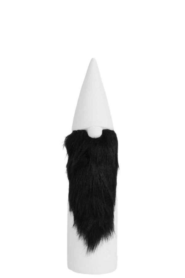 SANTA CLAUS CERAMIC/FAKE FUR BLACK/WHITE MEDIUM