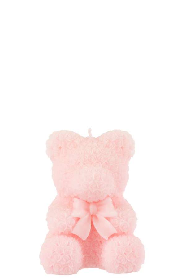 CANDLE TEDDY BEAR PINK MEDIUM-15H