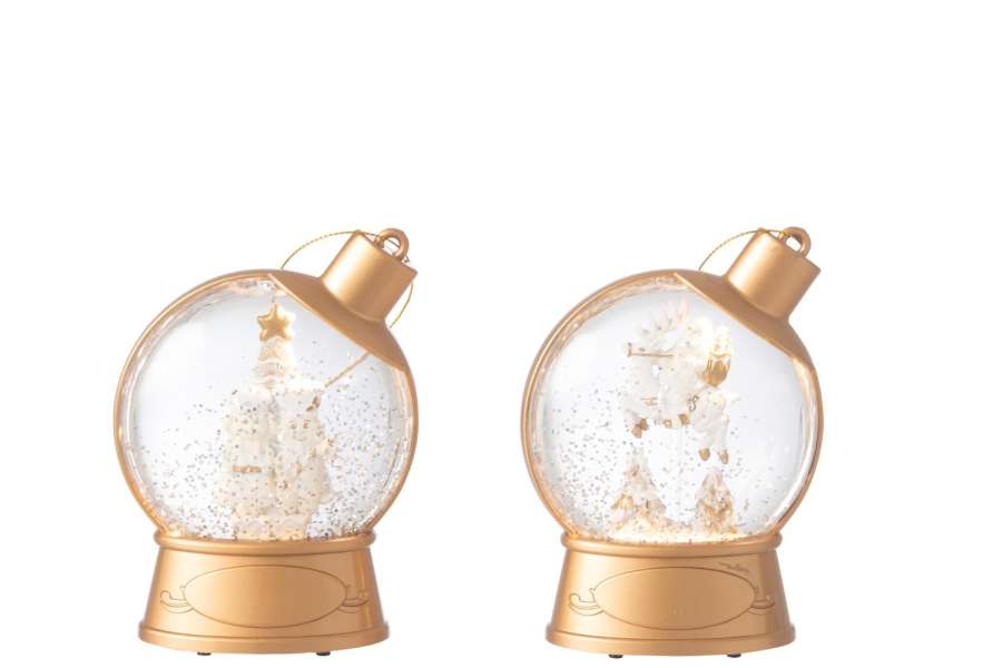 HANGER WATER GLOBE GINGERMAN  +  SANTA CLAUS PLASTIC WHITE ASSORTMENT OF 2