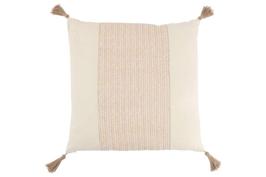 CUSHION WOVEN SQUARE POLYESTER BEIGE