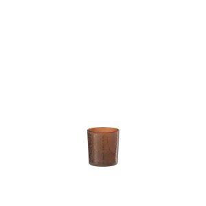 TEALIGHT HOLDER ARC GLASS ORANGE SMALL