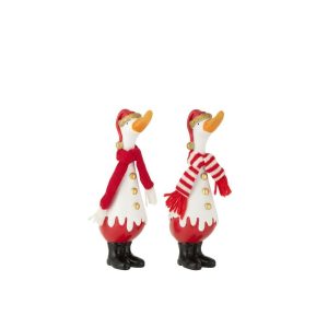 DUCK WINTER POLYRESIN WHITE/RED MEDIUM ASSORTMENT OF 2