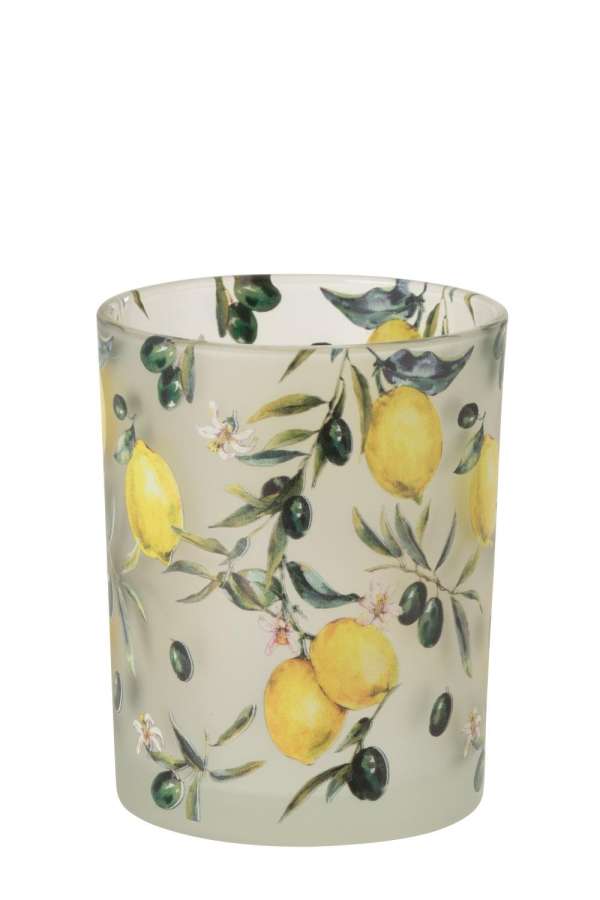 TEALIGHT HOLDER LEMONS GLASS YELLOW/TRANSPARENT LARGE
