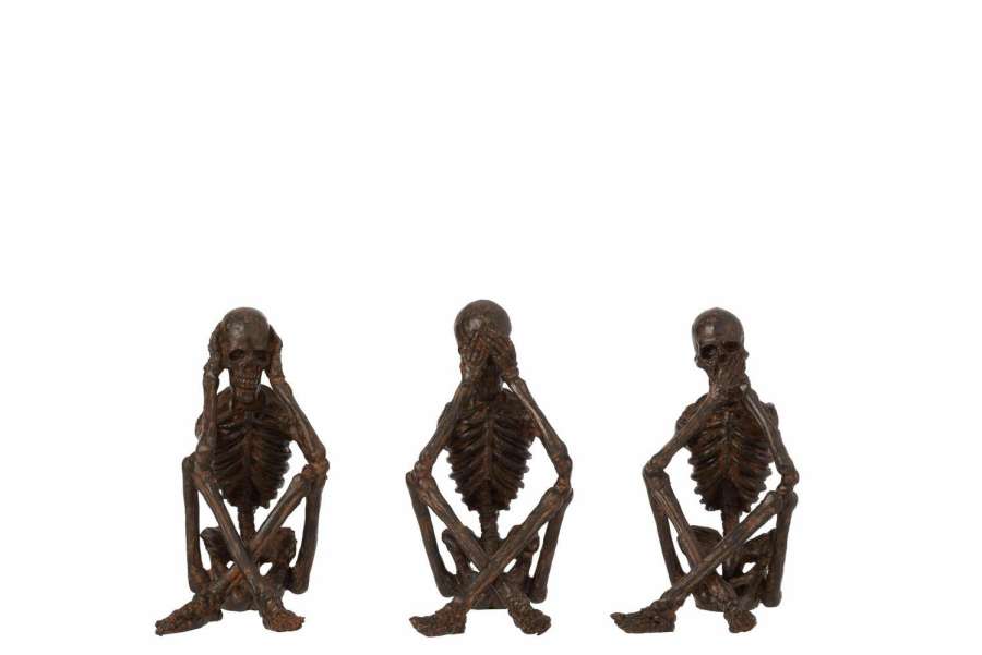 SKELETON SEE/HEAR/SPEAK NO EVIL POLY BRONZE ASSORTMENT OF 3