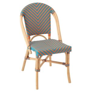DINING CHAIR GEO RATTAN ORANGE/TURQUOISE