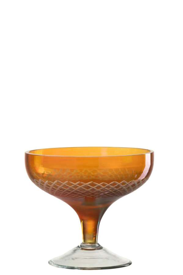 DRINKING GLASS FOOT ROUND GLASS ORANGE