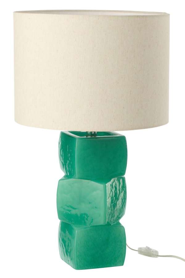 TABLE LAMP 3 CUBES GLASS DARK GREEN