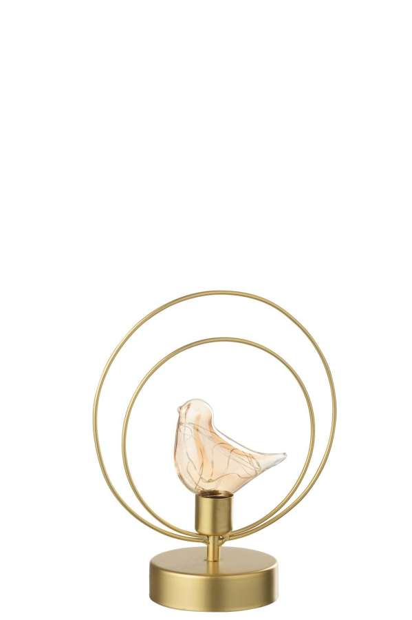 BIRD LED 1 BIRD ROUND IRON GOLD COLORED