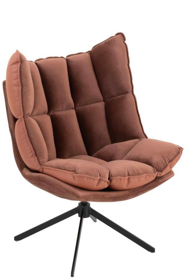 CHAIR RELAX CUSHION ON FRAME TEXTILE/METAL RUST BROWN