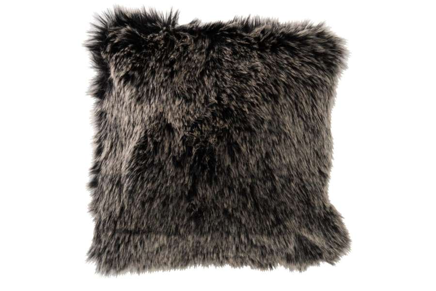 CUSHION FAKE FUR LONG GREY/BLACK/WHITE