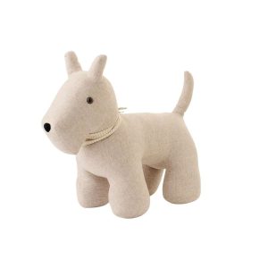 DOORSTOP DOG + SCARF POLYESTER BEIGE LARGE