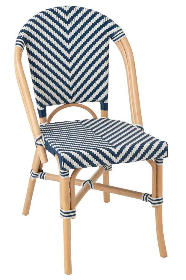 DINING CHAIR GEO RATTAN BLUE/WHITE
