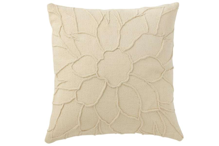 CUSHION FLOWER TEXTILE WHITE