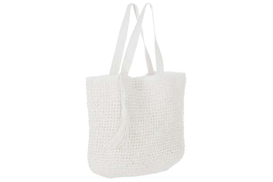 BEACH BAG TASSEL PAPER WHITE