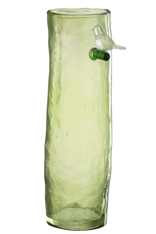 VASE LONG BIRD GLASS GREEN LARGE