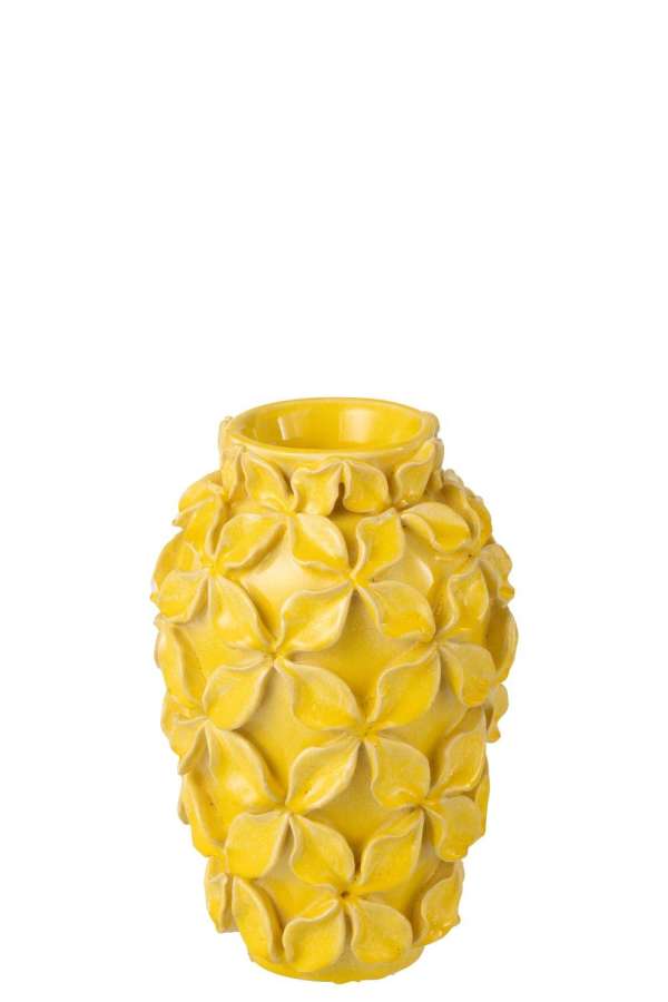 VASE FLOWER CLAY YELLOW SMALL