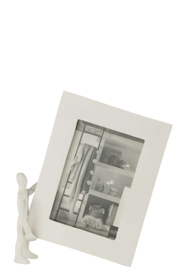FIGURE WITH PHOTOFRAME ALUMINIUM WHITE LARGE