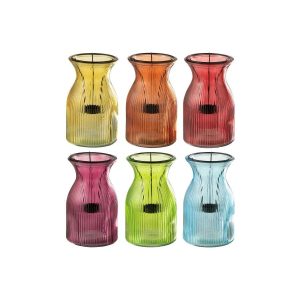 TEALIGHT HOLDER POPA GLASS MIX ASSORTMENT OF 6 ON TRAY