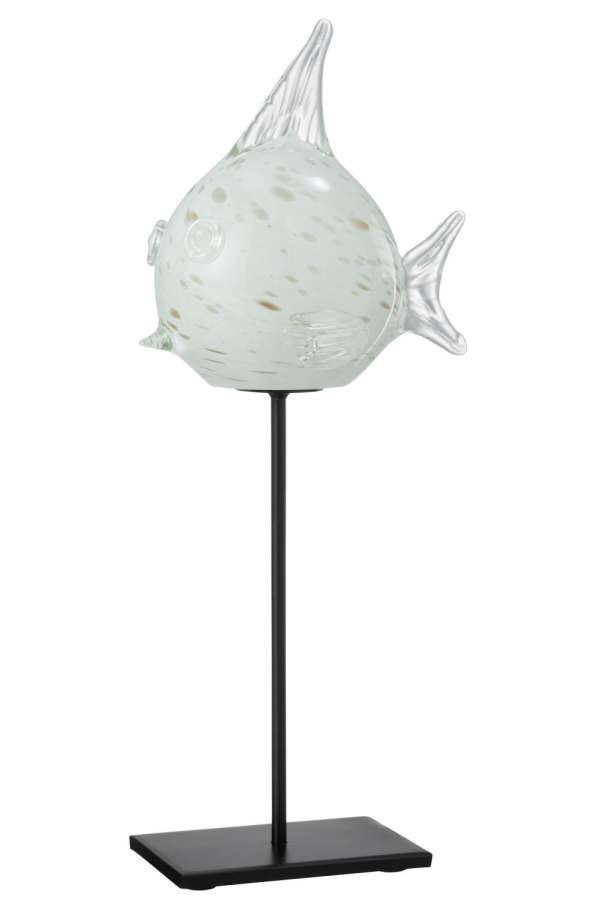 FISH ON FOOT GLASS WHITE/GOLD LARGE