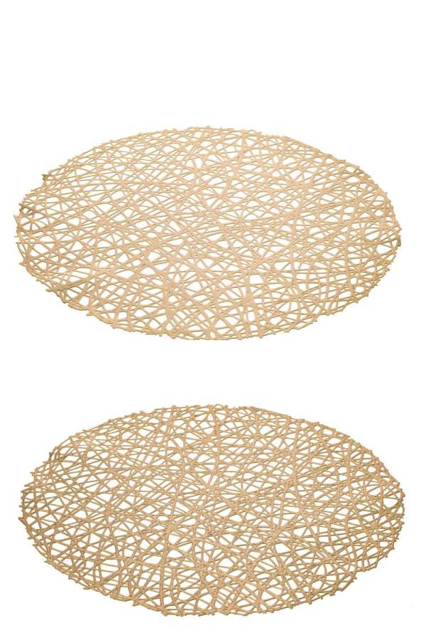 PLACEMAT HOLES SHINY + MATT PLASTIC GOLD COLORED ASSORTMENT OF 2