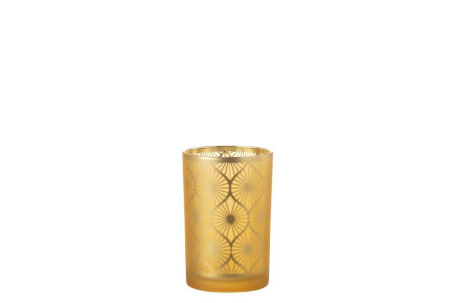 HURRICANE RHOMB FLOWERS GLASS YELLOW LARGE