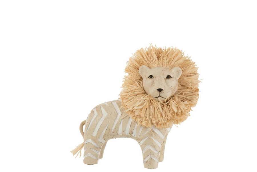 LION POLY/RAFFIA WHITE/NAT LARGE