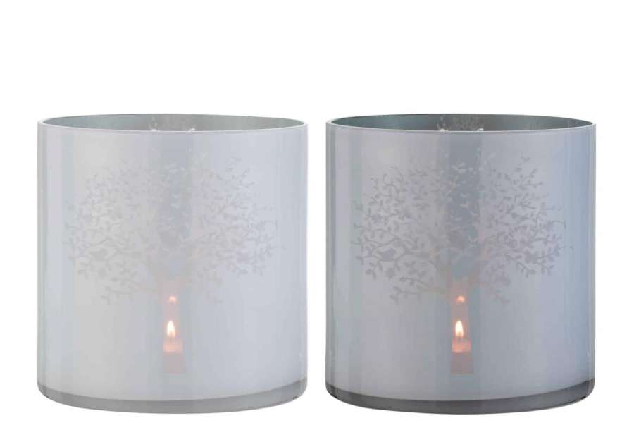 HURRICANE TREE GLASS WHITE/BLUE XLARGE ASSORTMENT OF 2