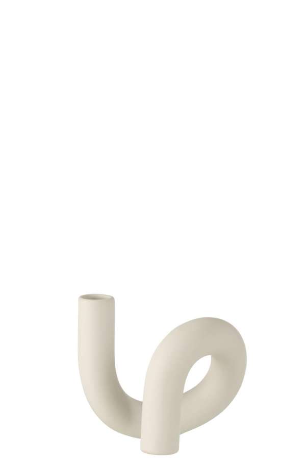 CANDLE HOLDER TORSION 1 CANDLE CERAMIC WHITE
