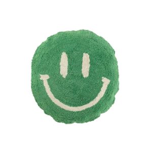 CUSHION SMILEY TUFTED COTTON GREEN/WHITE