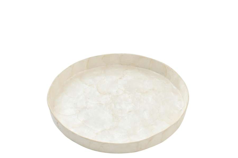 DECORATIVE TRAY CAPIZ WHITE SMALL