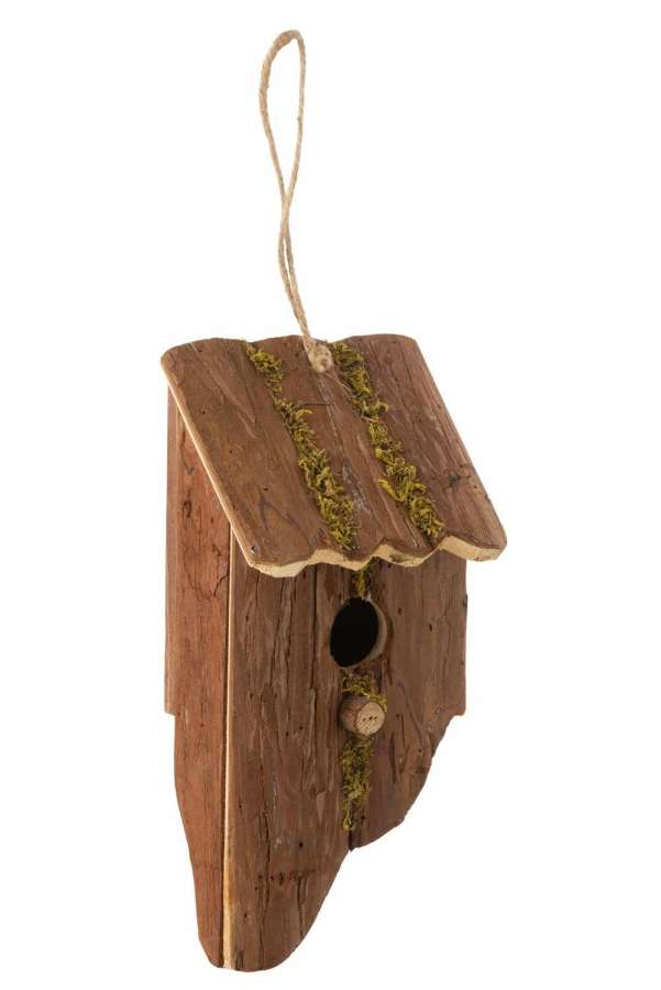 BIRD HOUSE OBLIQUE PINE WOOD BROWN