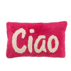CUSHION CIAO TUFTED COTTON PINK/WHITE