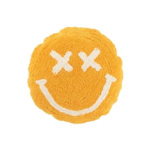 CUSHION SMILEY TUFTED COTTON ORANGE/WHITE
