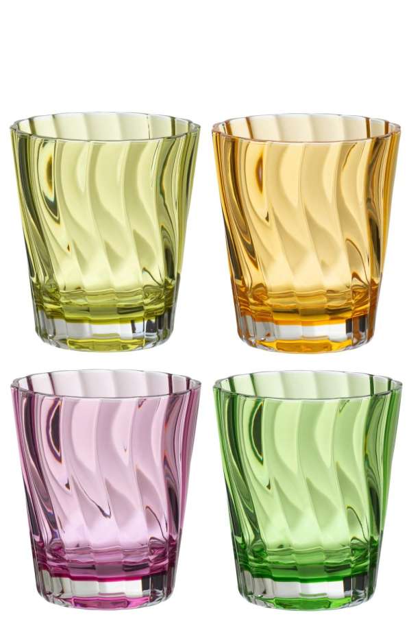 BOX OF 4 DRINK GLASS PLASTIC MIX