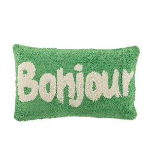 CUSHION BONJOUR TUFTED COTTON GREEN/WHITE