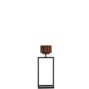 TEALIGHT HOLDER STAND RIGHT GLASS BROWN SMALL