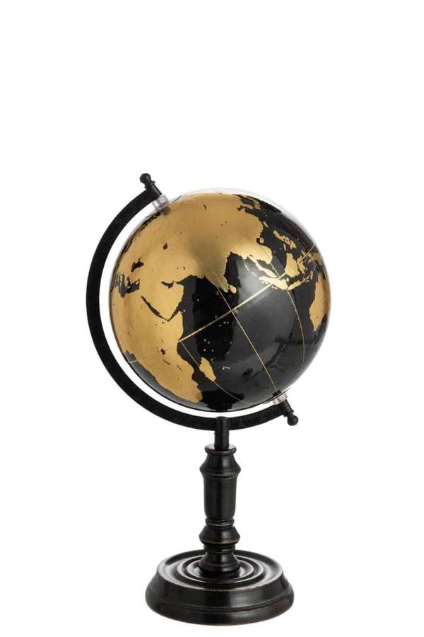 GLOBE ON FOOT WOOD BLACK/GOLD MEDIUM