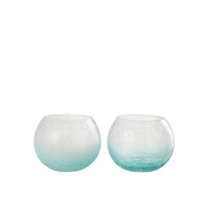 HURRICANE ORB CRAQUELURE GLASS BLUE MEDIUM ASSORTMENT OF 2