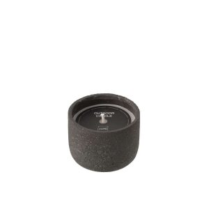 OUTDOOR CANDLE 16H ROUND PARAFFIN DARK GREY SMALL