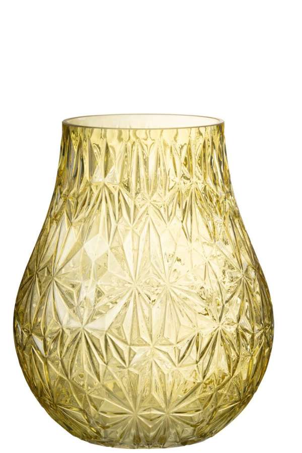 VASE NOX CUT GLASS YELLOW LARGE